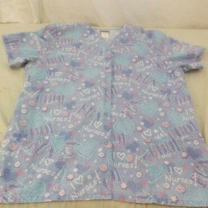 SIMPLY BASIC LIGHT BLUE SNAP CLOSE szLARGE SCRUB JACKET/COAT IG 2092